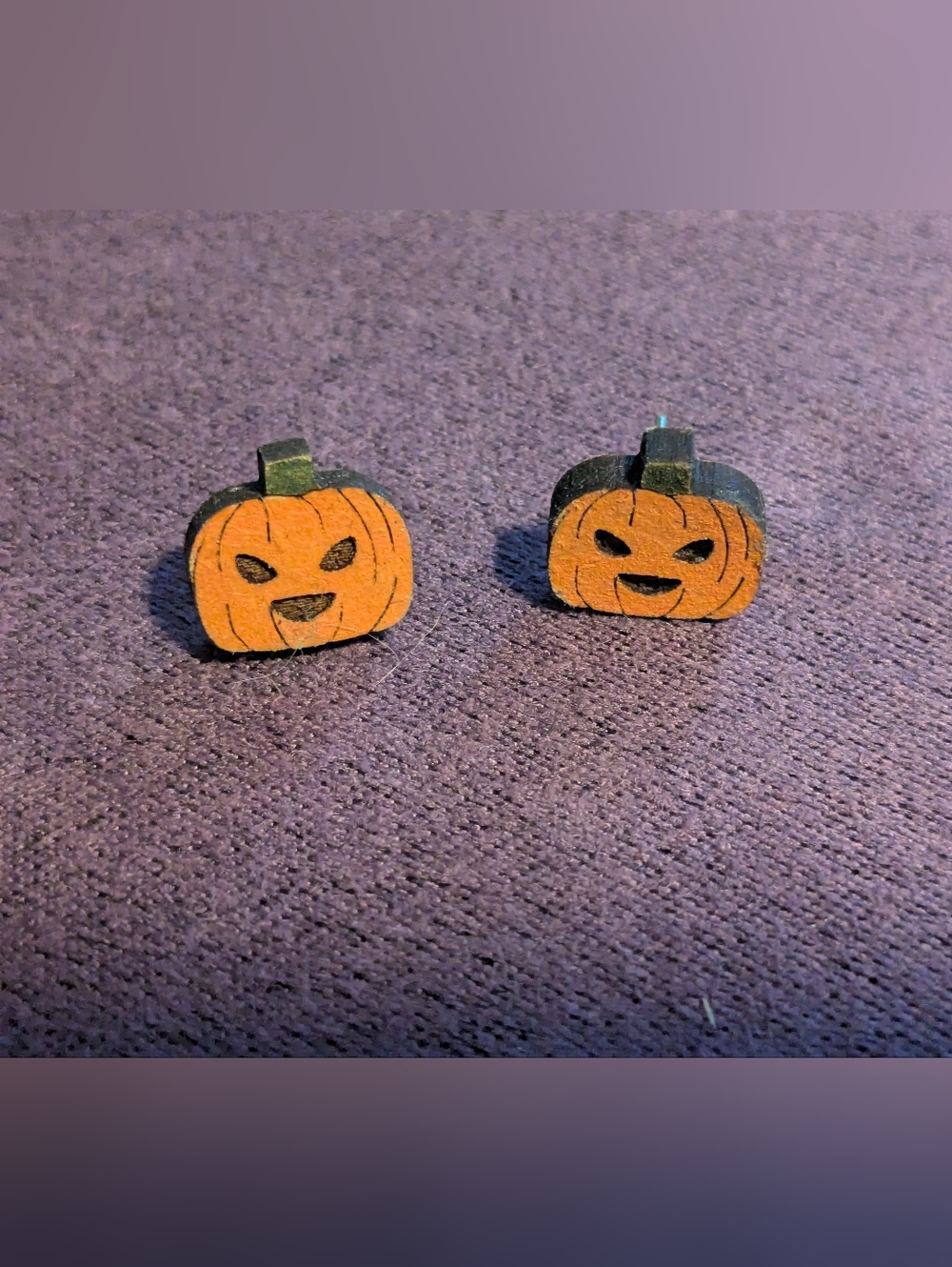 Pumpkin Jack-O'-Lantern Stud Earrings - Orange & Black
